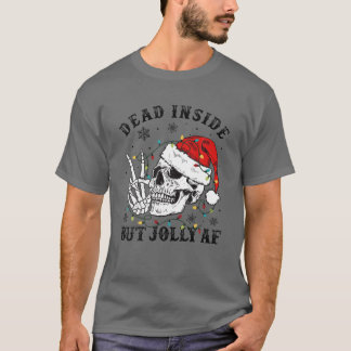 Camiseta Dentro morto Mas Jolly AF Skull Santa Hat Família