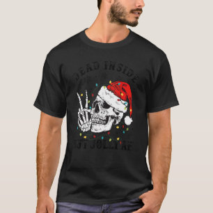 Camiseta Dentro morto Mas Jolly Af Skull Santa Hat Family X