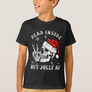 Camiseta Dentro morto, mas Papais noeis esqueletos Jolly AF