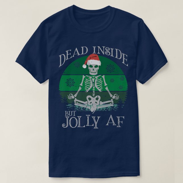Camiseta Dentro morto, Mas Retrô De Esqueleto Sofrido De Sf (Frente do Design)