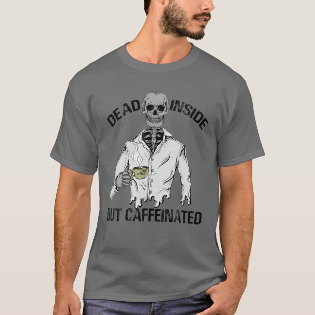 Camiseta Dentro morto Mas Sobremesa de café com esqueleto c (Frente)
