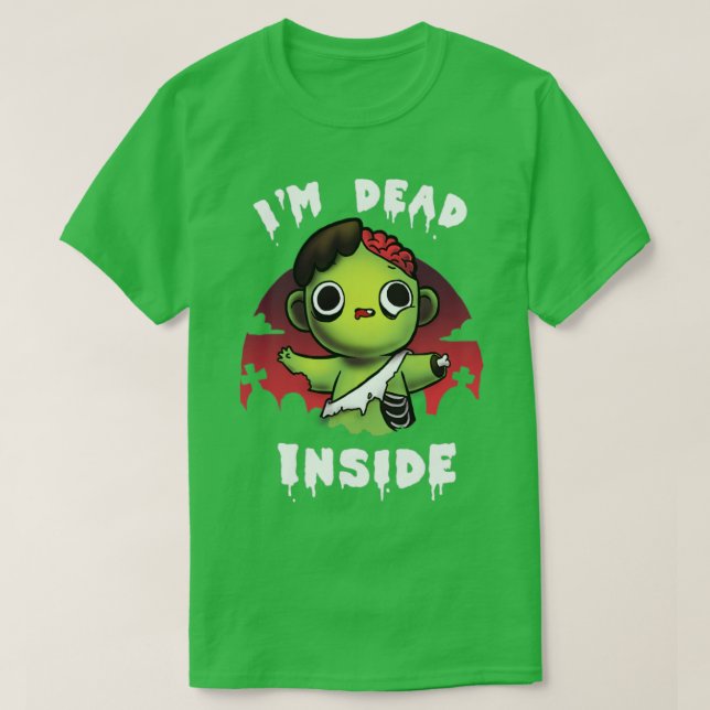 Camiseta dentro Zombie morto Kid Halloween Engraçado (Frente do Design)