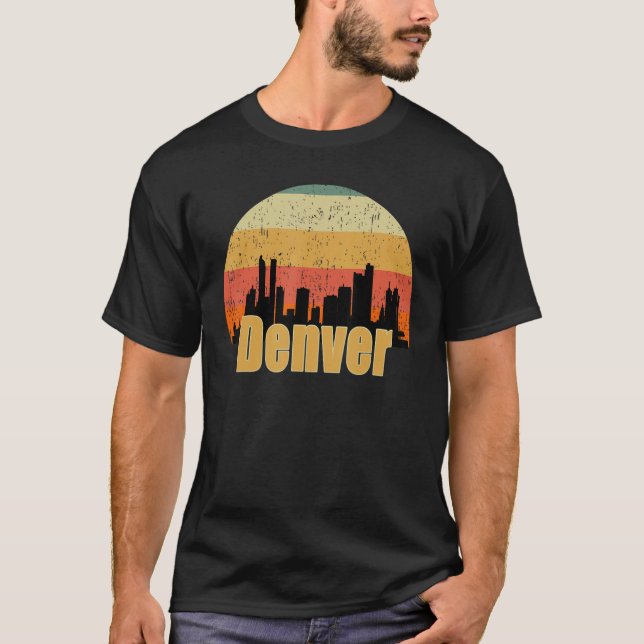 Camiseta Denver Co Skyline Silhouette Sunset Eu Adoro Denve (Frente)
