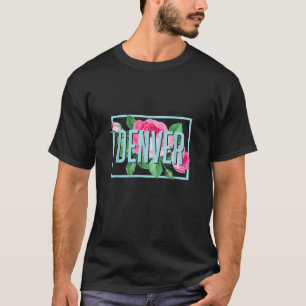 Camiseta Denver Colorado Vintage Rosa Pink Floral City em U