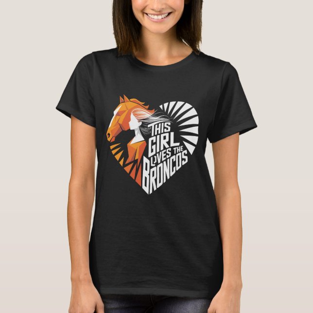 Camiseta Denver Football Girl Heart Shirt Colorado Game Day (Frente)