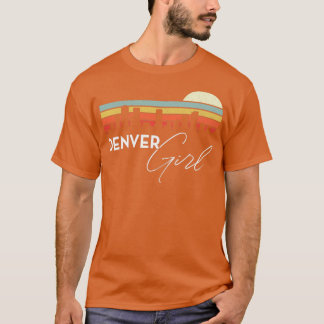 Camiseta Denver Girl Retro Sunset City Skyline Souvenir