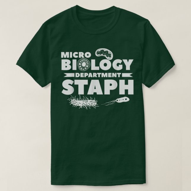 Camiseta Departamento de Microbiologia Staph Science Biolog (Frente do Design)
