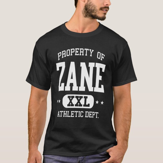Camiseta Departamento de Propriedade Atlética Retro Zane 1 (Frente)