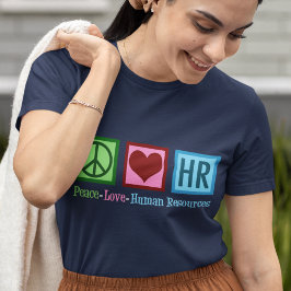 Camiseta Departamento de Recursos Humanos Fofo Paz Amor RH