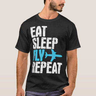 Camiseta Depressa com o sono Repetir Presente de Viagem do 