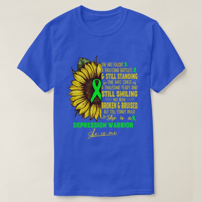 Camiseta Depressão Consciência Ela é uma Guerreira de Depre (Frente do Design)