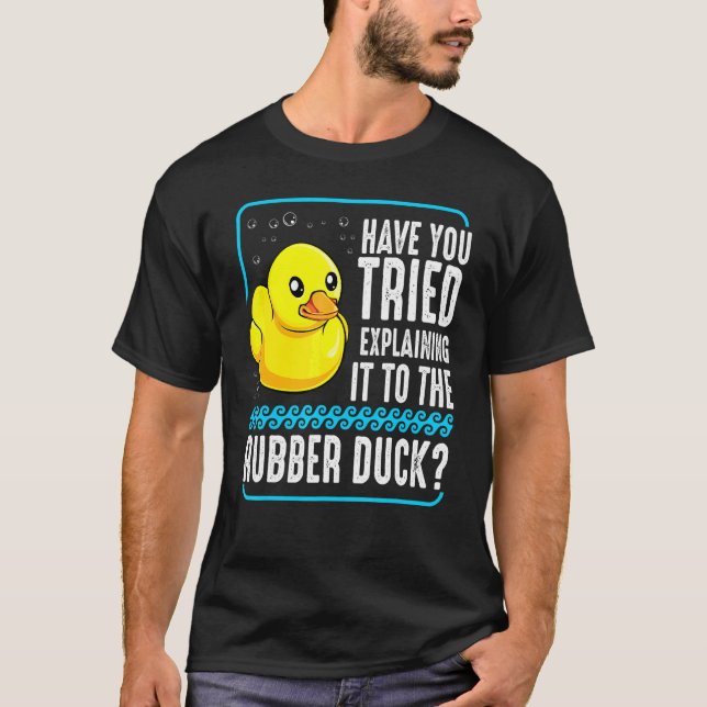 Camiseta Depuração de Pato de Borracha Web Coder Programado (Frente)