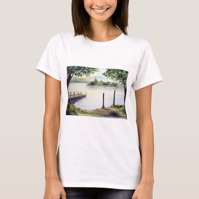Camiseta Dergo Water Keswick England Watercolor Painting (Frente)