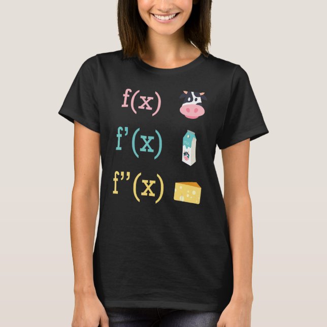 Camiseta Derivação De Queijo De Vaca De Diversão Matemática (Frente)