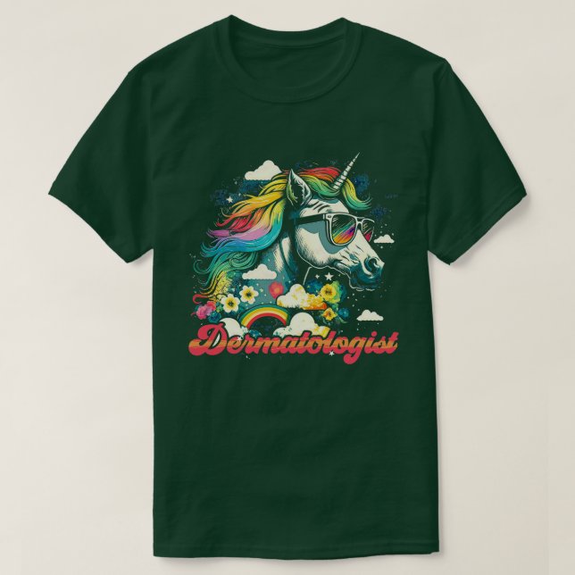 Camiseta Dermatologista do Rainbow Unicorn (Frente do Design)