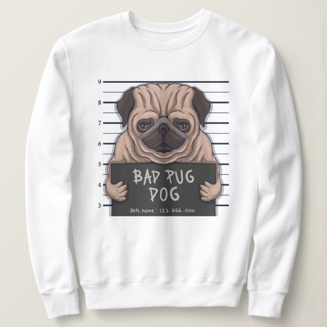 Camiseta Derpy Bad Pug Sweet (Frente do Design)