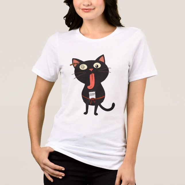 Camiseta Derpy Black Cat com expressão goofy (Frente)