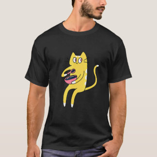 Camiseta Derpy Kitty Yellow and White Cat Eating Cereal