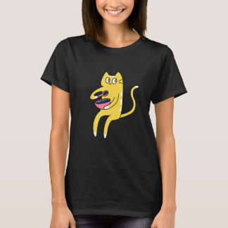 Camiseta Derpy Kitty Yellow and White Cat Eating Cereal