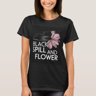 Camiseta Derramar e flor pretos