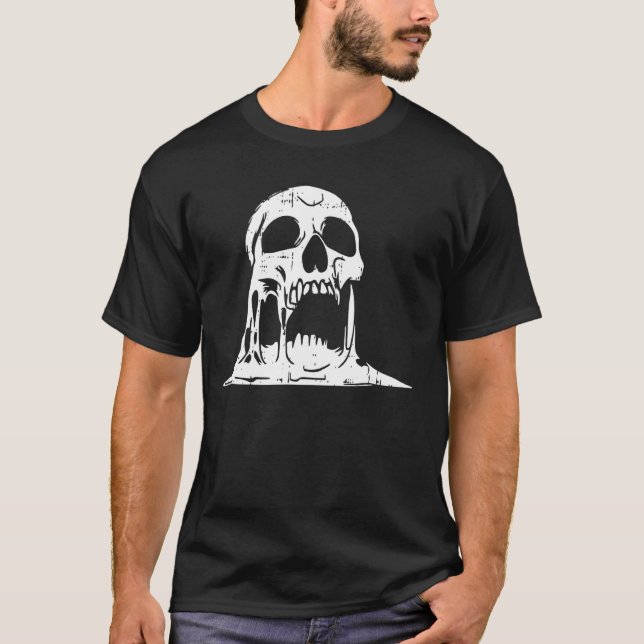 Camiseta Derreter o Gótico do Skeleton Skeleton Skull Hallo (Frente)