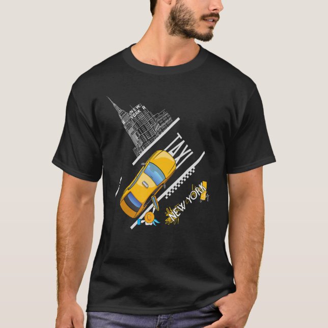 Camiseta Des Gráficos de Ilustração de Táxi de Nova Iorque  (Frente)