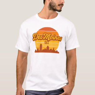 Camiseta Des Moines Iowa Skyline Sunset Orgulho de Cidade