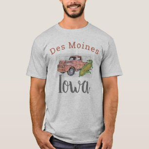 Camiseta Des Moines Iowa, Vintage Truck e Corn 2