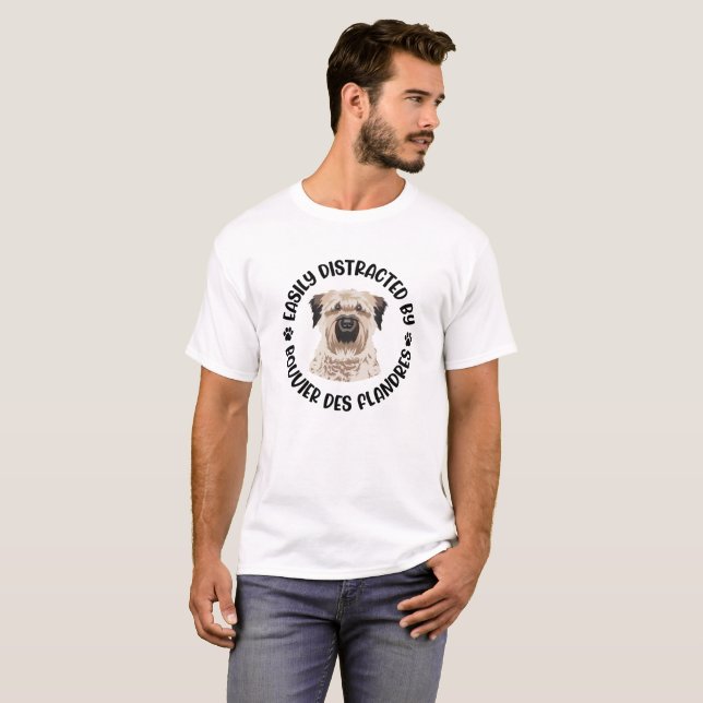 Camiseta Desalojado Facilmente Pelo Cão Bouvier des Flandre (Frente Completa)