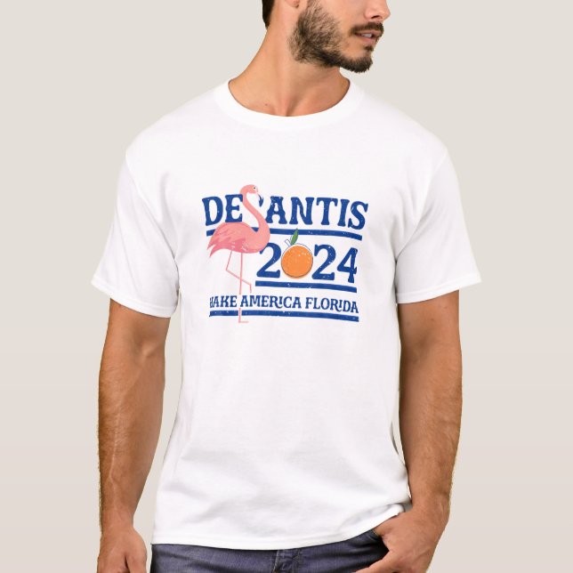 Camiseta Desantis 2024 Make America Flamingo (Frente)