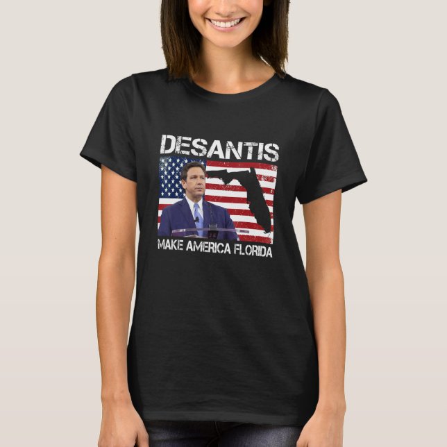 Camiseta Desantis 2024 Make America Florida Flag Election R (Frente)