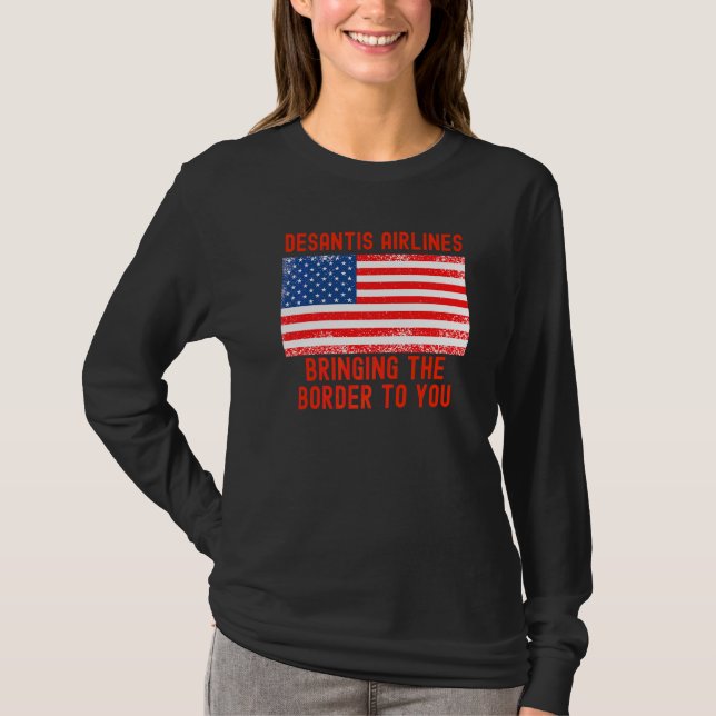 Camiseta Desantis Airlines  Marthas Vineyard Meme Bandeira  (Frente)