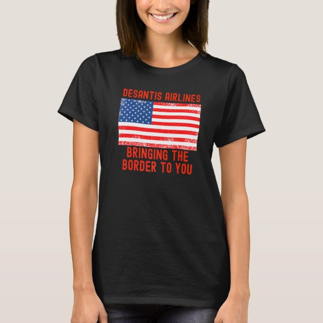 Camiseta Desantis Airlines  Marthas Vineyard Meme Bandeira  (Frente)
