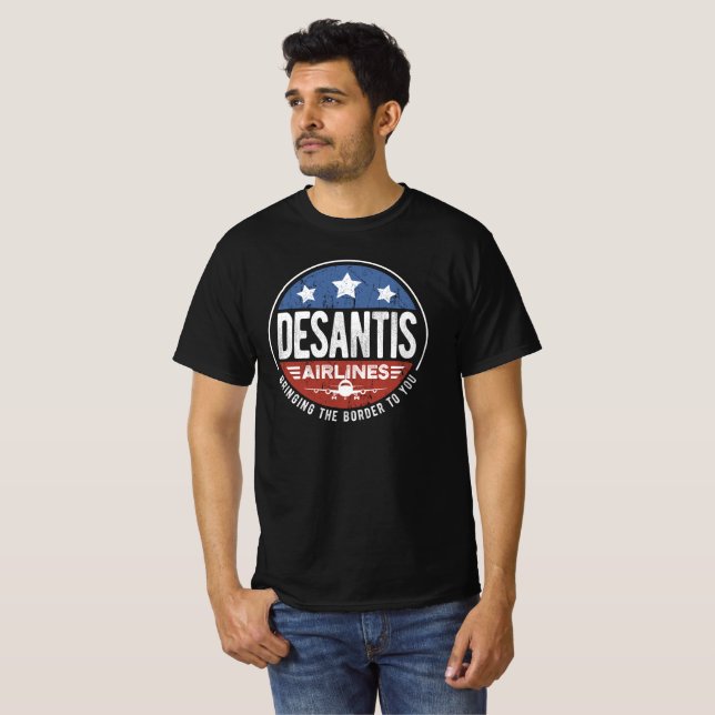 Camiseta Desantis Airlines Trazendo A Fronteira Para Você (Frente Completa)