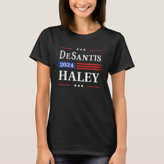 Camiseta Desantis Haley 2024 American Flag USA Flag Retro V (Frente)