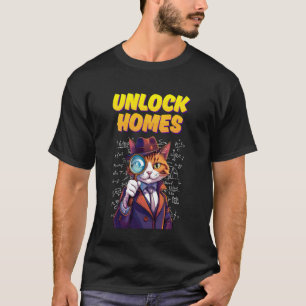 CAMISETA DESBLOQUEAR CASA DETETIVE DE GATO PUN FUNNY