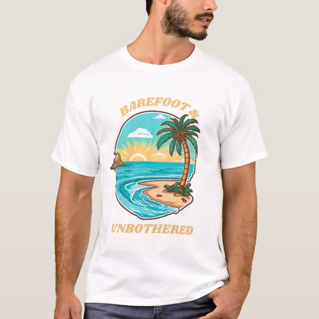 Camiseta Descalço e Visto de Summer Beach sem problemas (Frente)