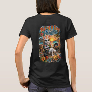 Camiseta Descansando Fácil no Paraíso - Design Engraçado Ha