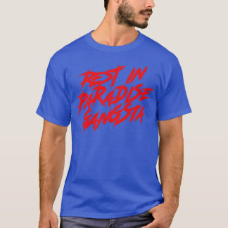 Camiseta Descanse No Paraíso Texto Vermelho Gangsta