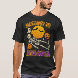 Camiseta Descanso em Savasana Skeleton Halloween Yoga