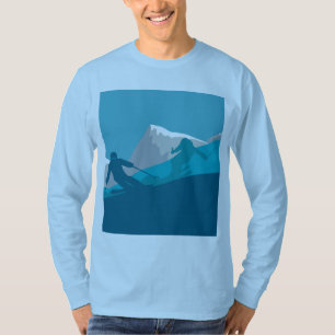 Camiseta Descida de esqui alpino azul claro