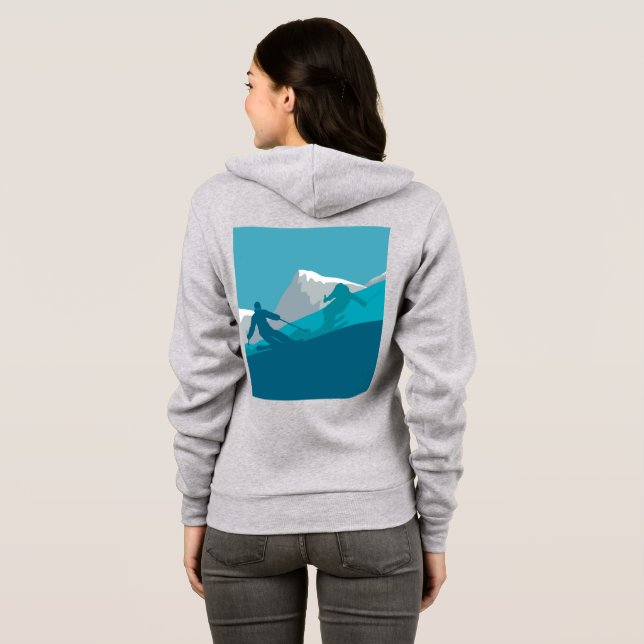 Camiseta Descida de esquiadores alpinos Cinzas pálidas (Parte Traseira Completa)