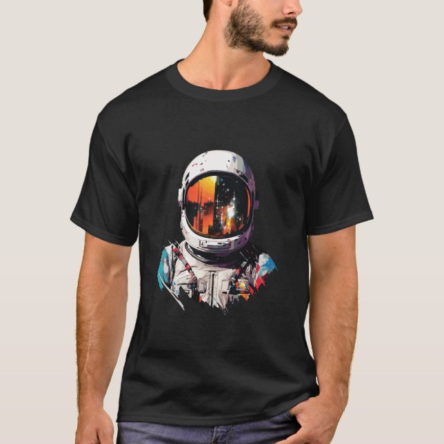 Camiseta Descoberta Astronauta de Aventura Mundial do Espaç (Frente)
