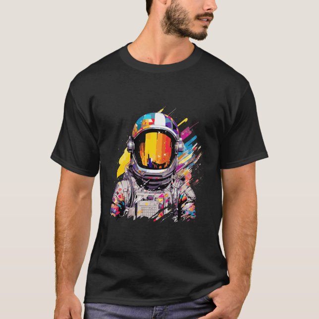 Camiseta Descoberta Astronauta de Aventura Mundial do Espaç (Frente)