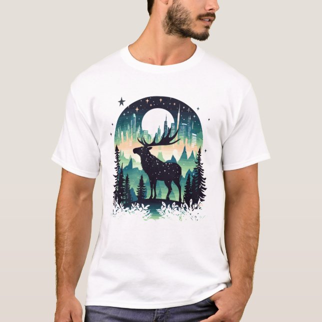 Camiseta Descoberta da Natureza da Beleza Animal Moose (Frente)