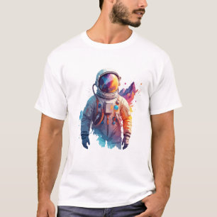 Camiseta Descoberta de Espaço de Arte de Vetor Astronauta