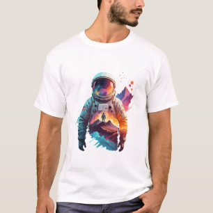 Camiseta Descoberta de Espaço de Arte de Vetor Astronauta