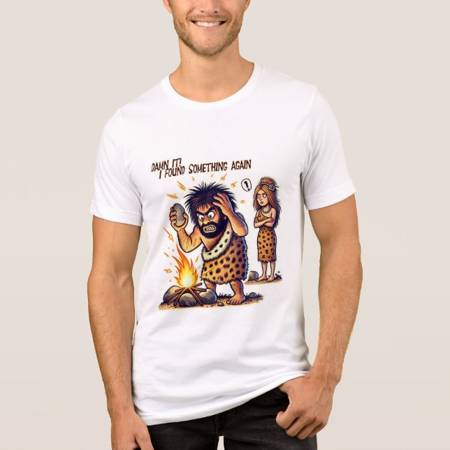 Camiseta Descoberta Divertida do Fogo pelo Homem das Cavern (Frente)