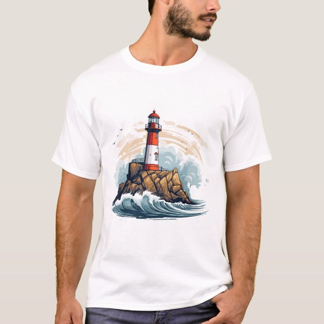 Camiseta Descoberta do Oceano Natural da Bela Costeira do F (Frente)
