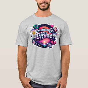 Camiseta Desconectado Emocionalmente Sem Conexão Y2K Sticke